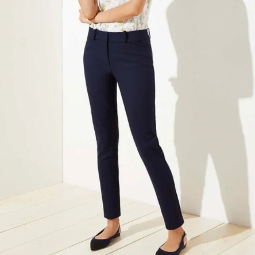 LOFT // navy blue marissa skinny work trousers 8